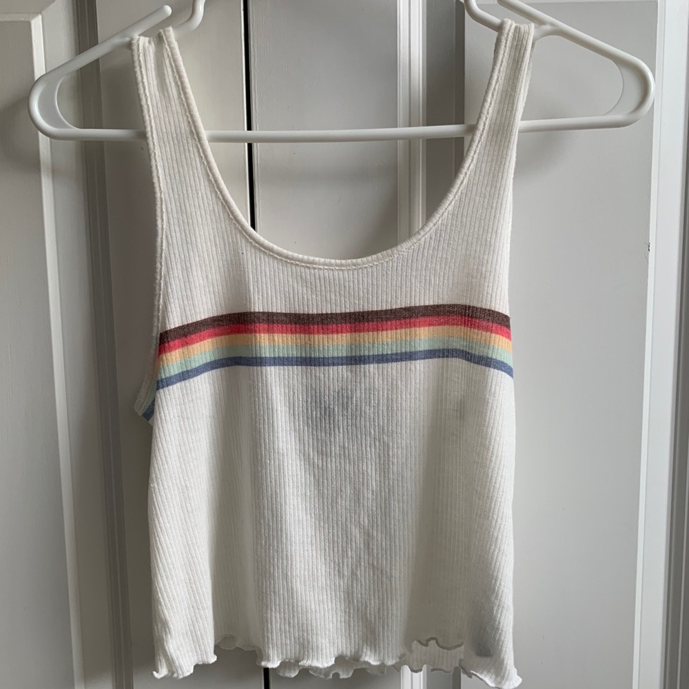 Urban Outfitters Rainbow Stripe White Tank Top